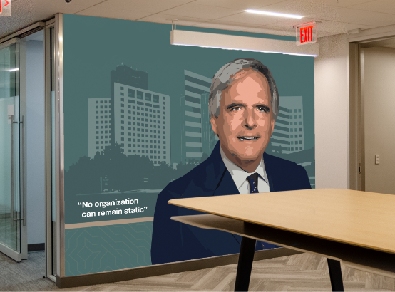 A panel featuring Stephen G. Burns in the Nuclear Regulatory Commission’s environmental graphics installation celebrating the agency’s diversity.